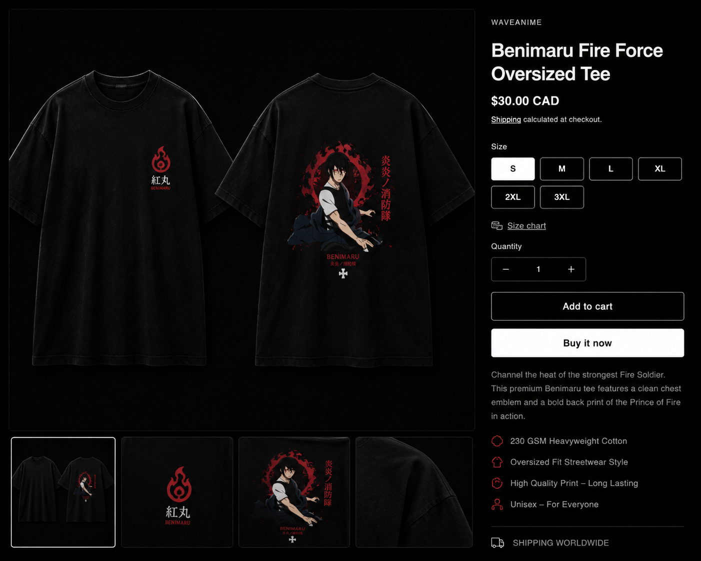 Benimaru Fire Force Oversized Tee