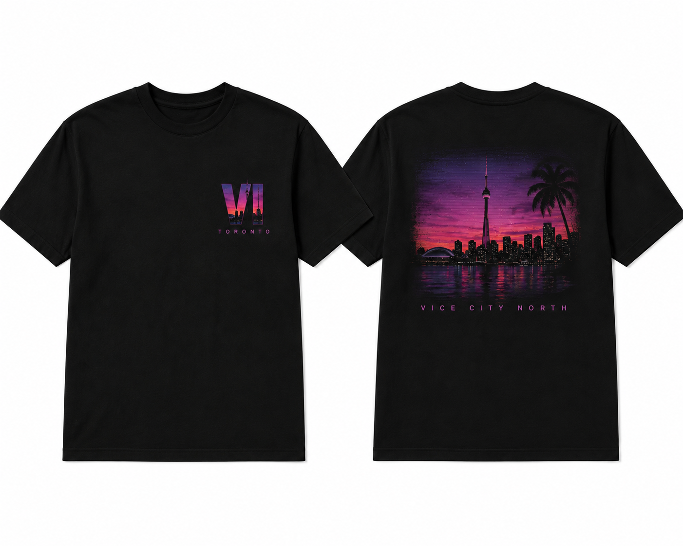 Vice City North Toronto black T-shirt front and back