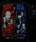 Red (Sakamoto Days) and blue (Kill Blue) shirt