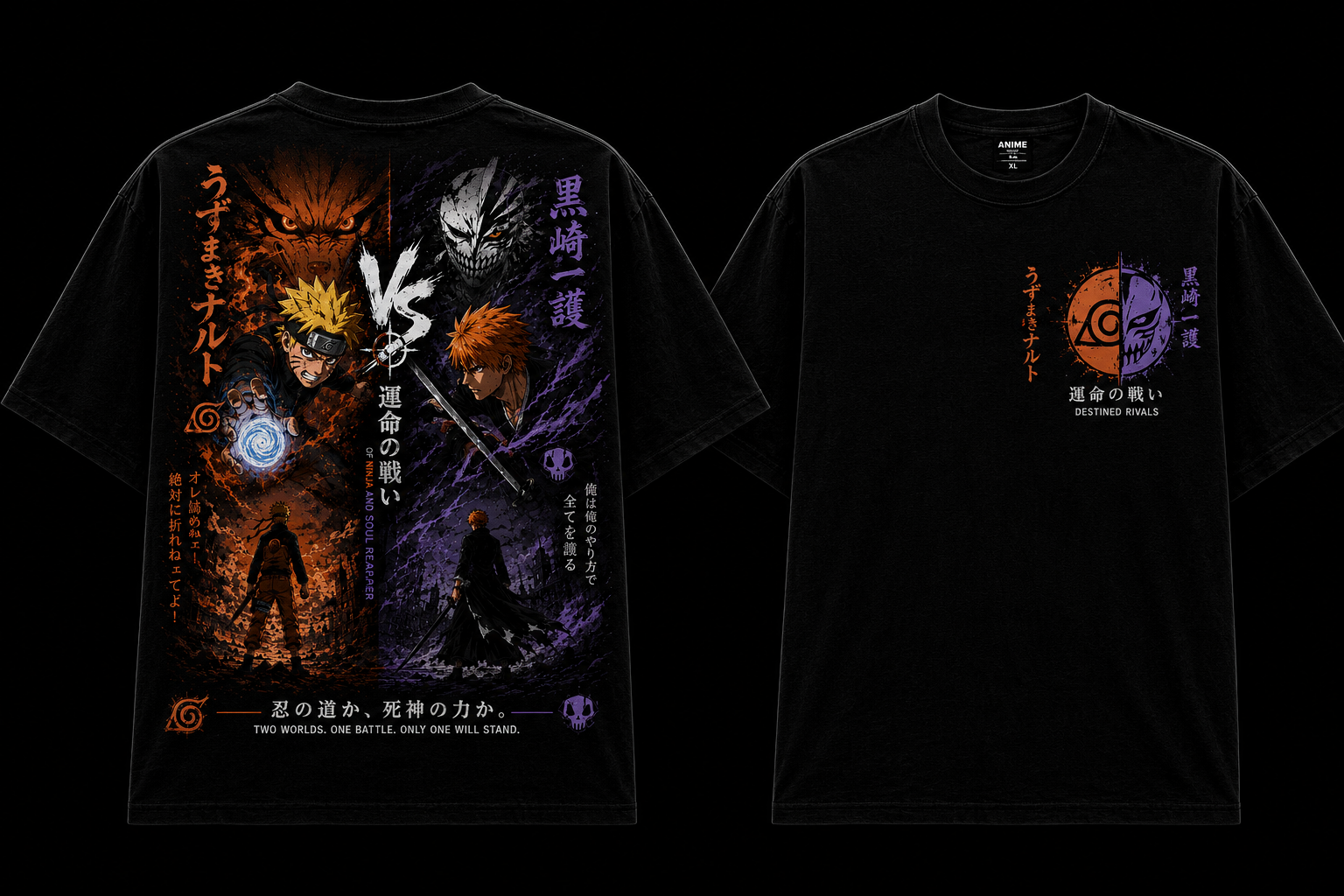 naruto vs ichigo t shirts