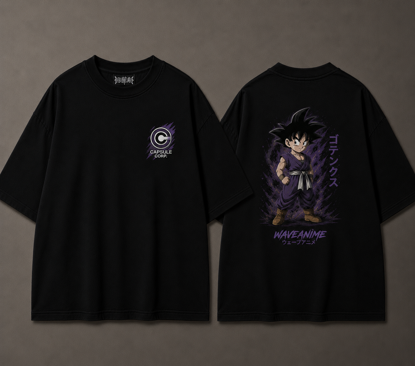 Black Goten-inspired anime shirt front and back