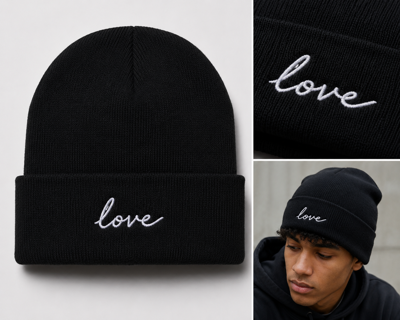 Love embroidered beanie