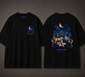 Black anime shirt front and back with moonlit magic academy artwork