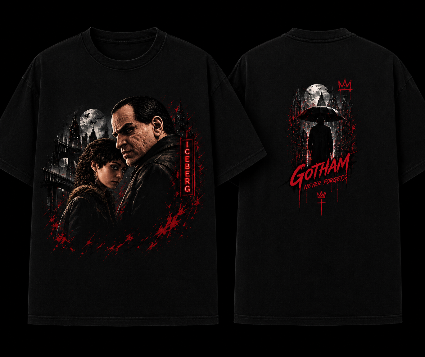 Black Penguin-inspired WaveAnime shirt front and back mockup