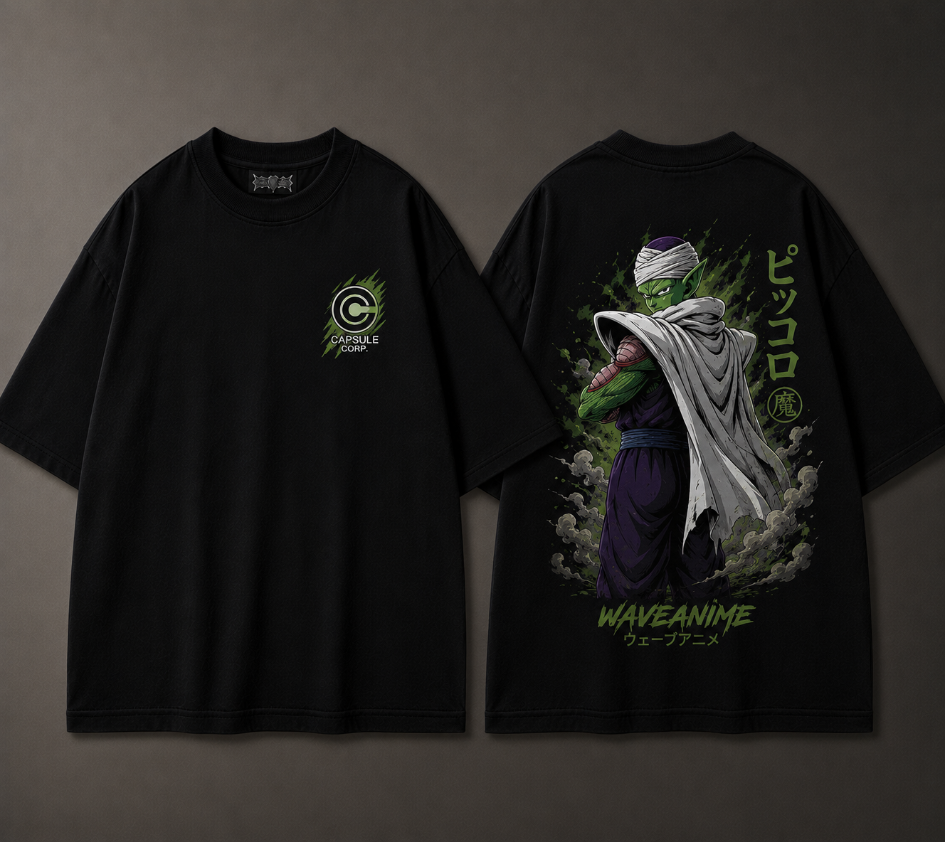 Black Piccolo anime shirt front and back