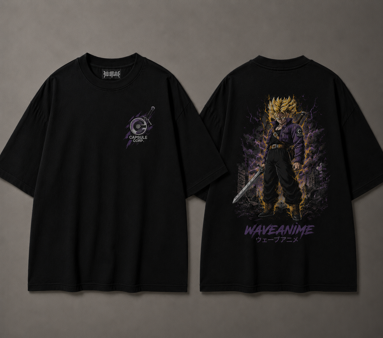 Black Trunks-inspired anime shirt front and back