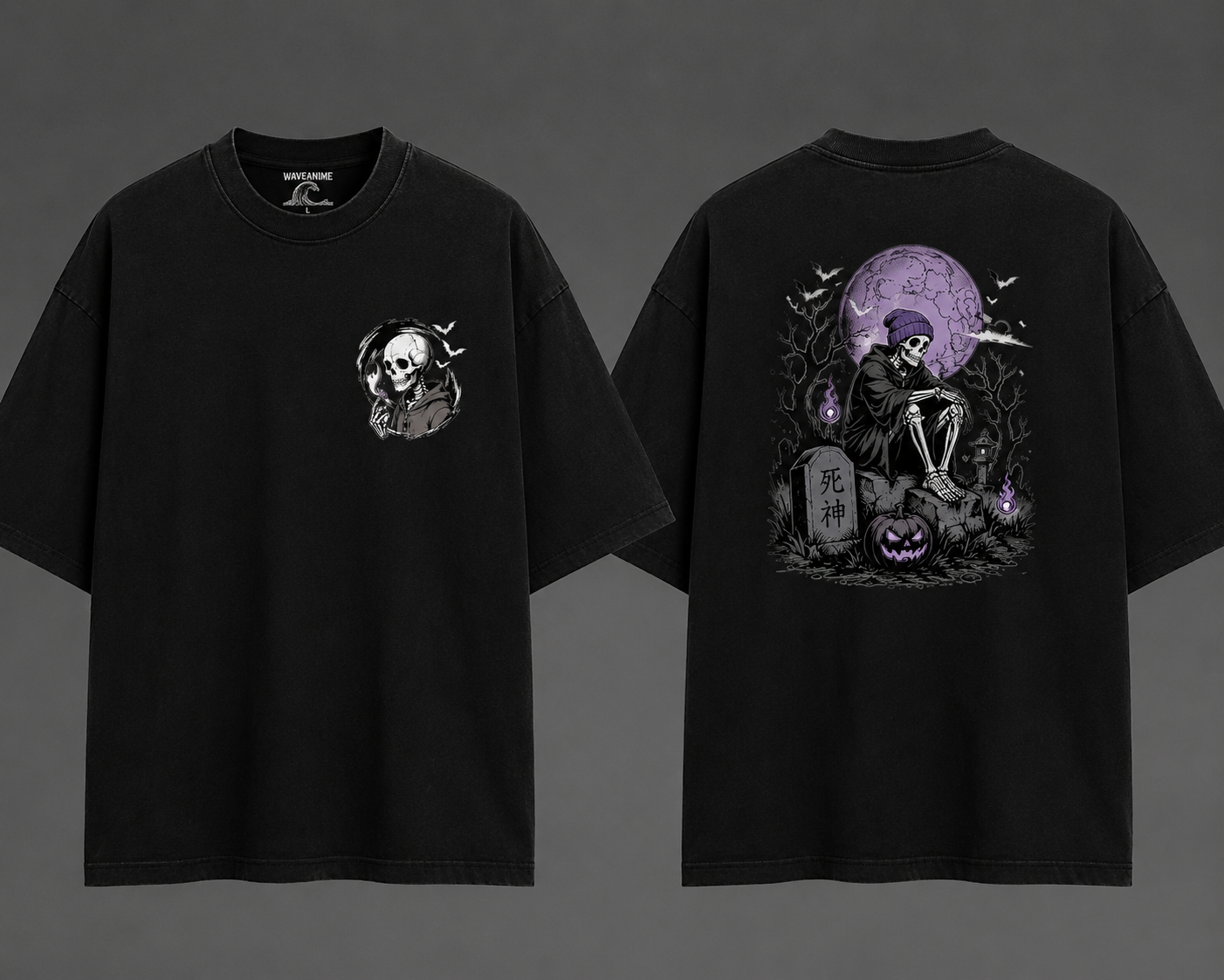 Midnight Reaper Tee black gothic skeleton shirt front and back