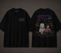 Black WaveAnime shirt front and back with anime west coast street scene